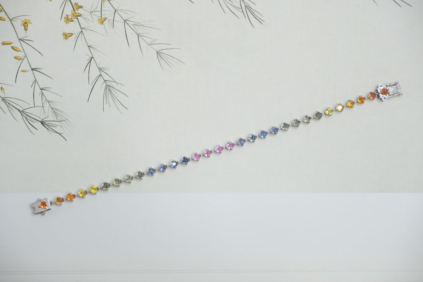 Pulseras de zafiros de corazon rainbow