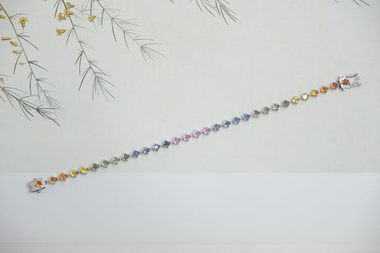 Pulseras de zafiros de corazon rainbow