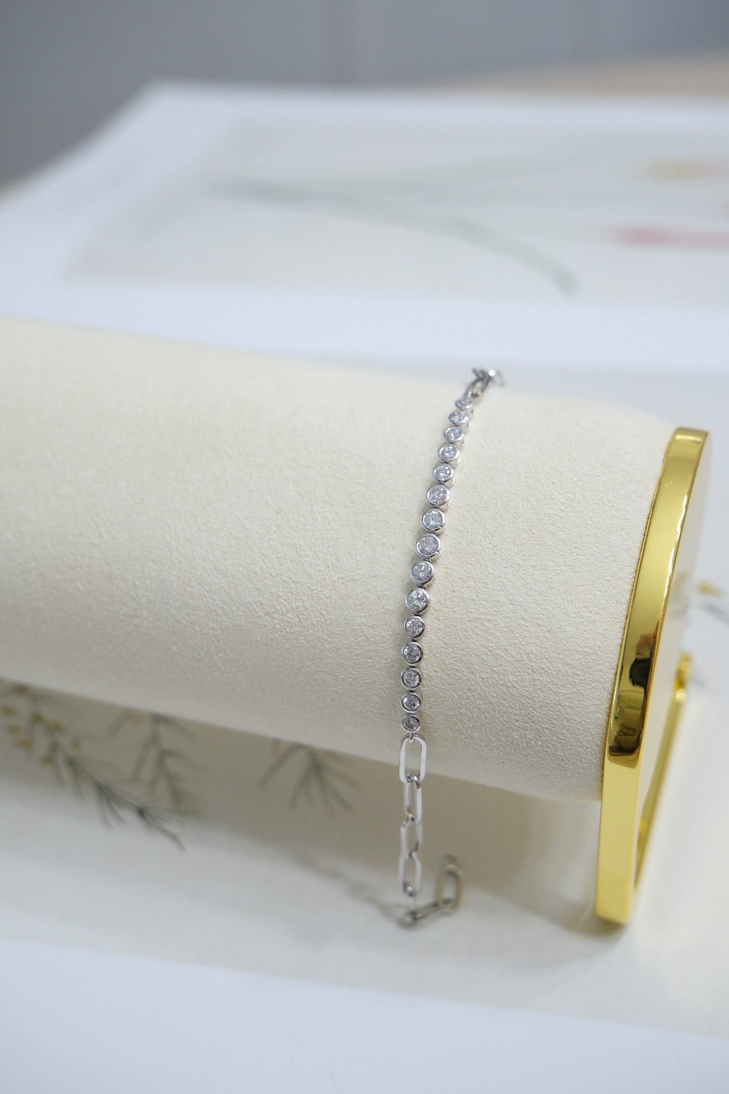 Pulsera diamantes biselados oro blanco
