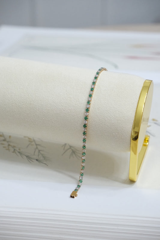 Pulsera tennis bracelet esmeraldas y diamantes naturales
