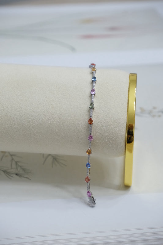 Pulsera ancora zafiros de colores gotas