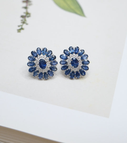 Aretes capri zafiro y diamantes