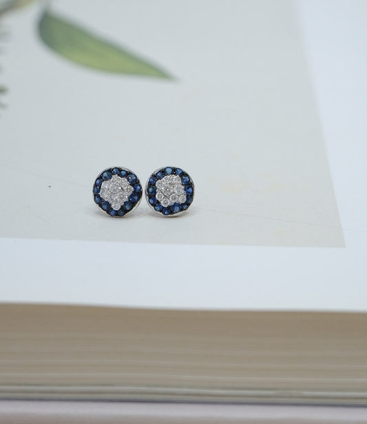 Arete pavé combinado zafiros y diamantes