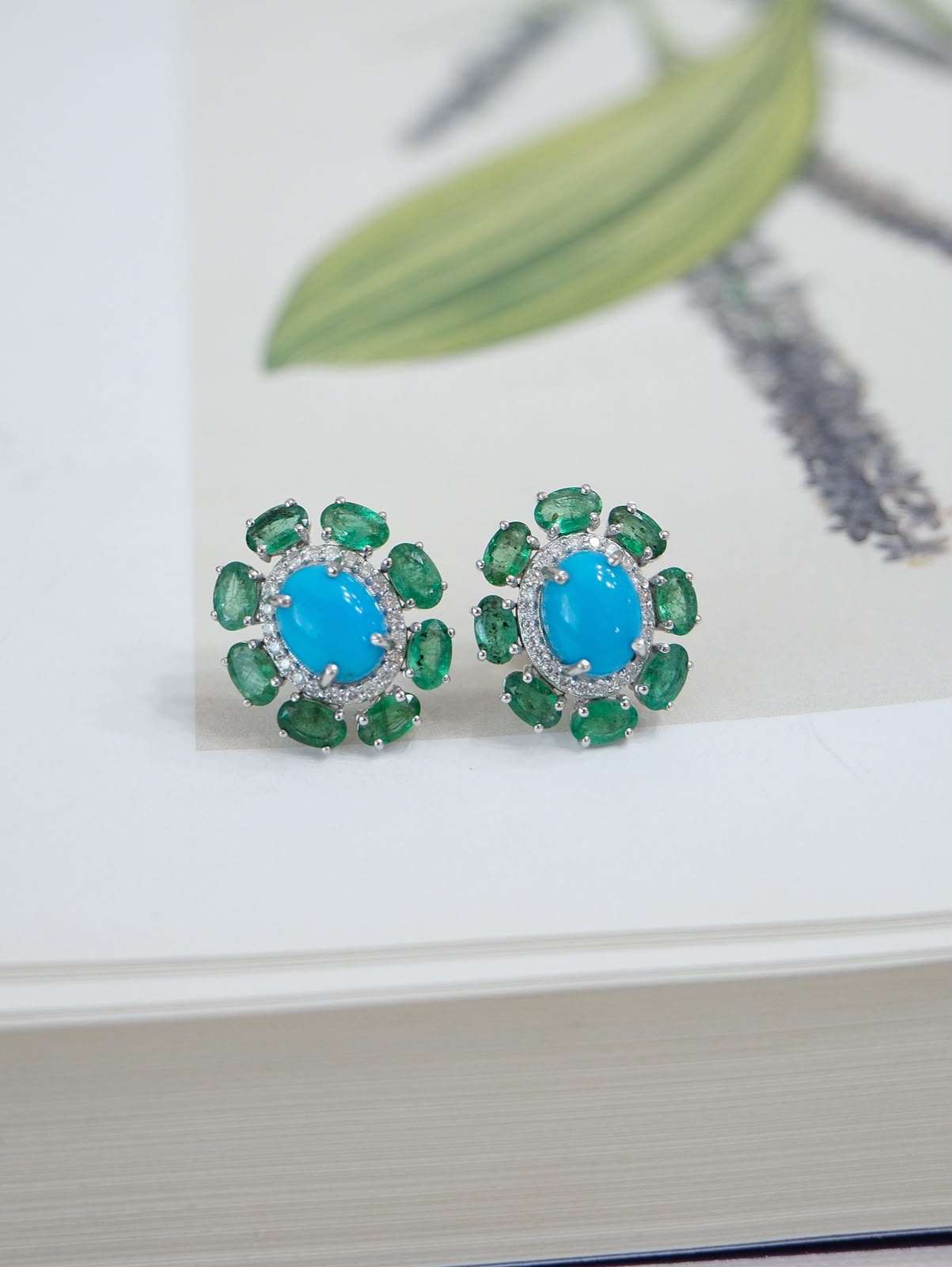 Aretes turquesa y esmeralda
