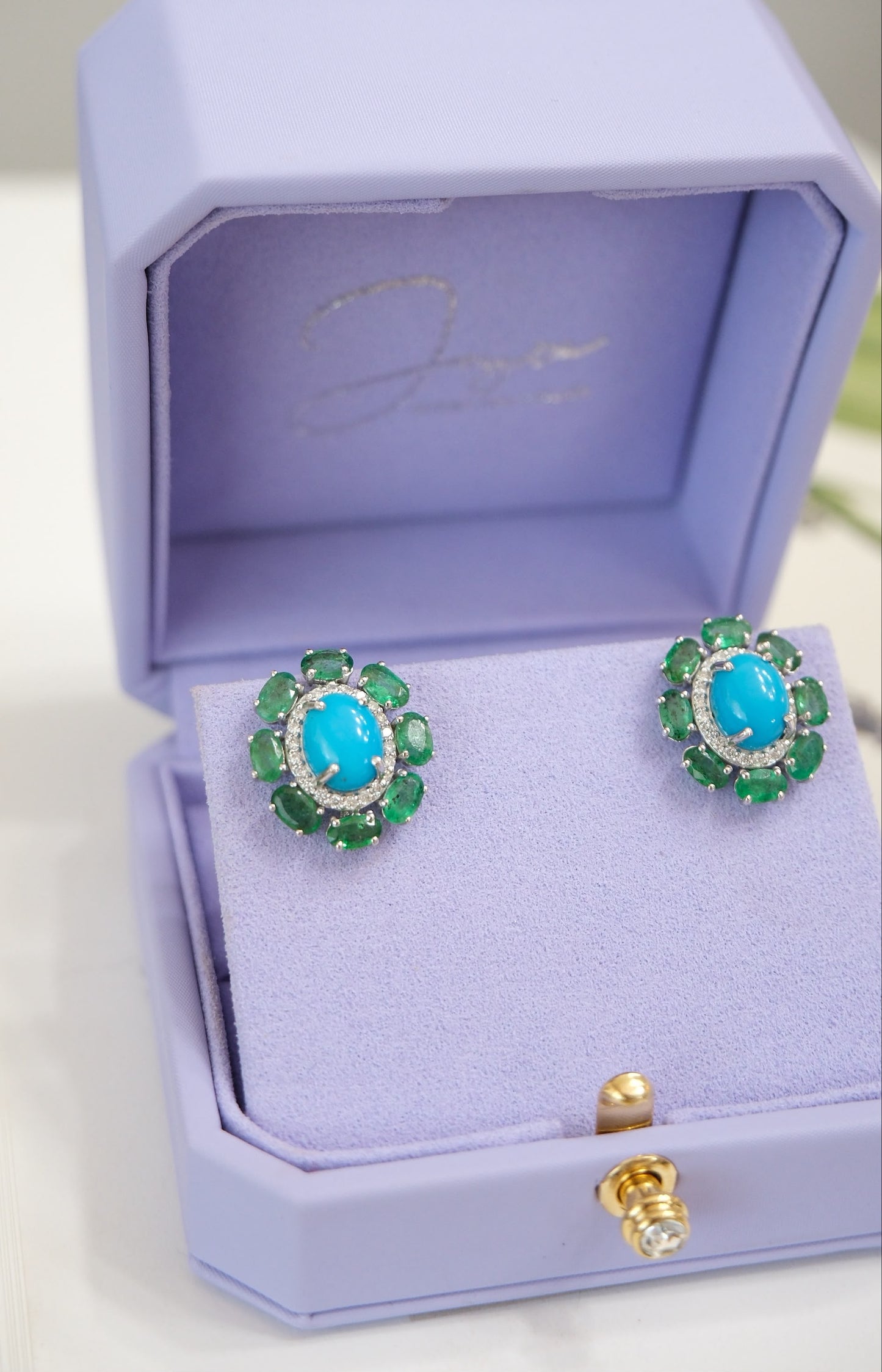 Aretes turquesa y esmeralda
