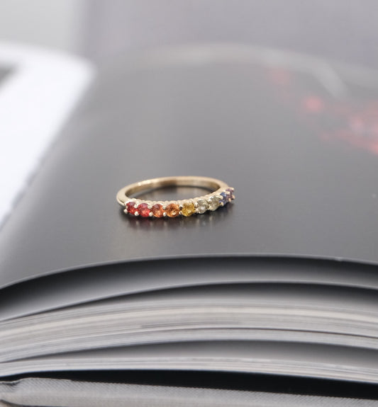 Churumbela rainbow zafiros naturales oro de 14k talla 7