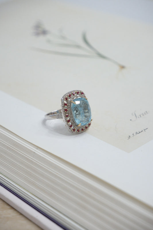 Anillo plata con diamantes talla 8.5