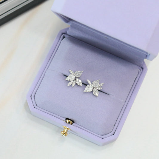Aretes moonlight pavé 6 hojas diamantes naturales