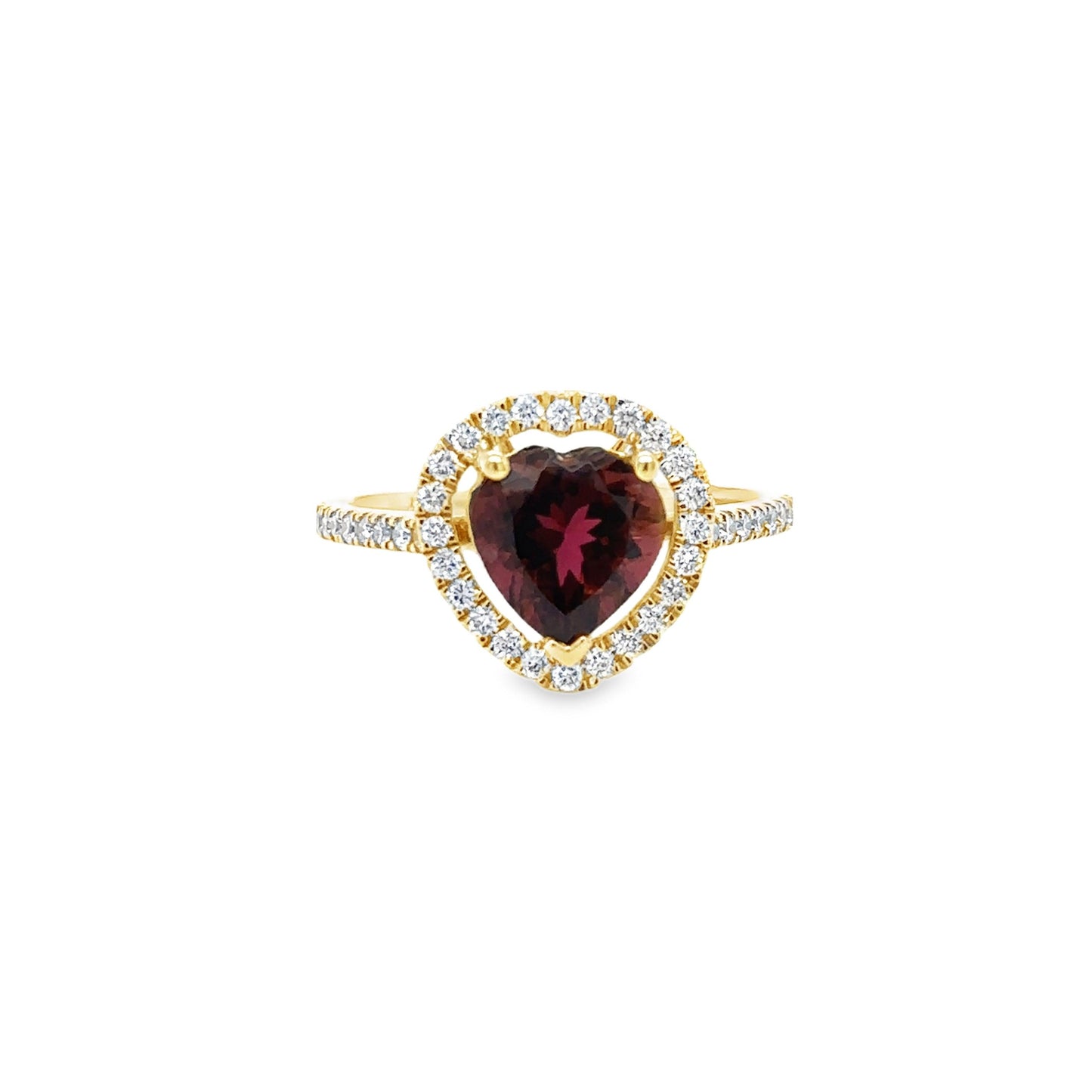 Anillo corazón turmalina rosa fuerte