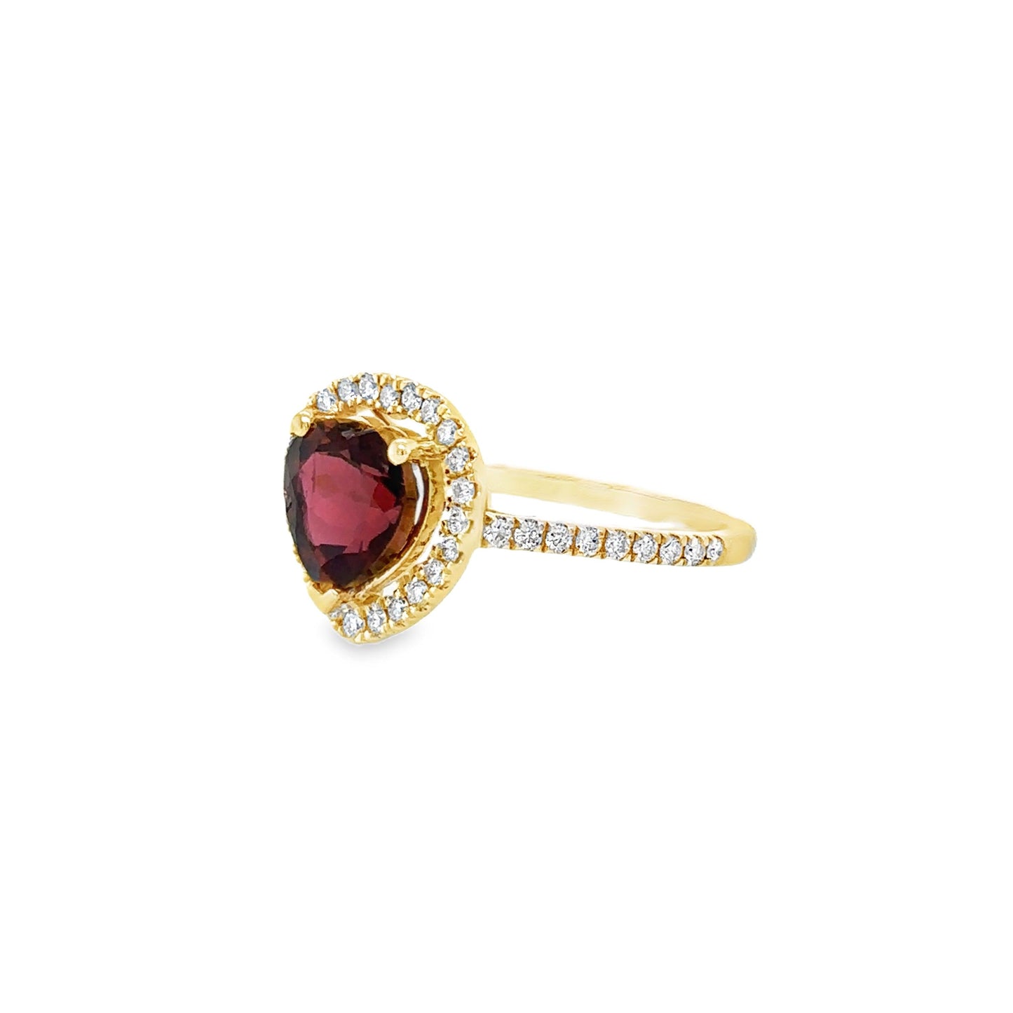 Anillo corazón turmalina rosa fuerte