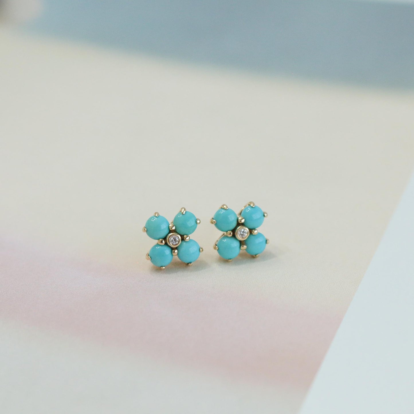 Aretes flores turquesas