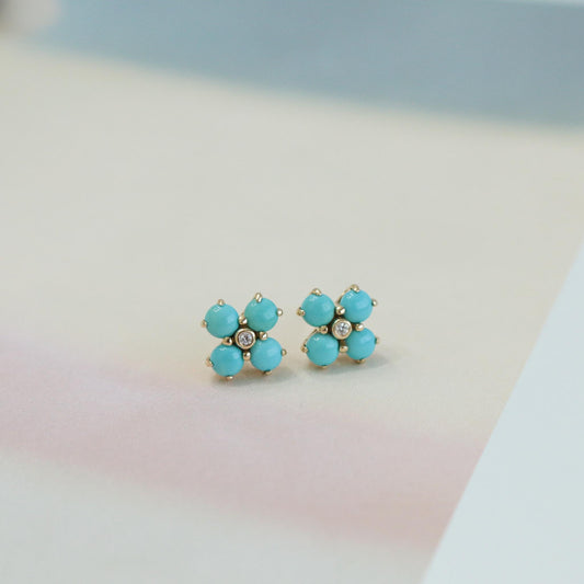 Aretes flores turquesas