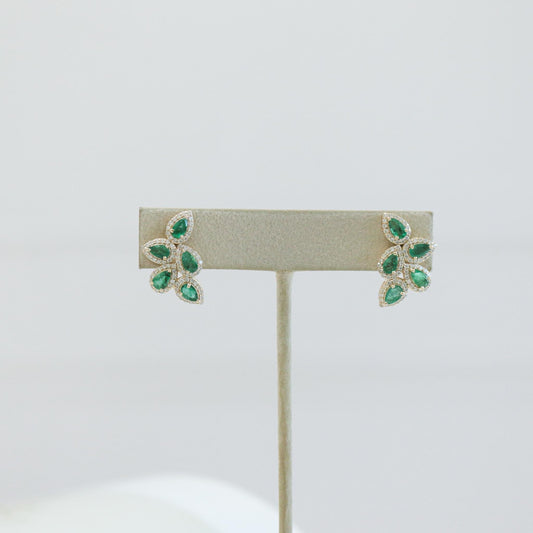 Aretes cluster Esmeralda gotas