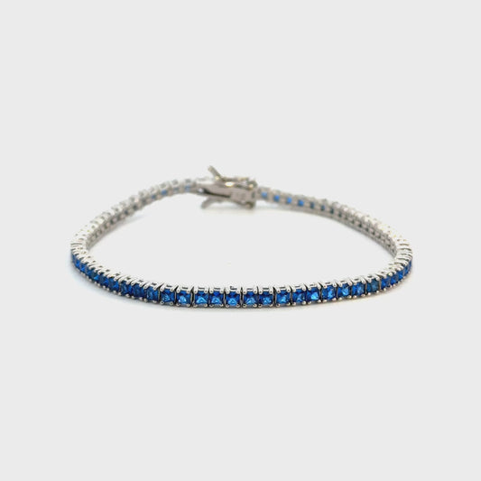 Pulsera plata tennis circonias azules