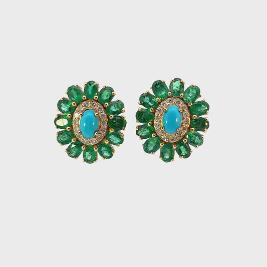 Aretes capri esmeraldas y turquesas