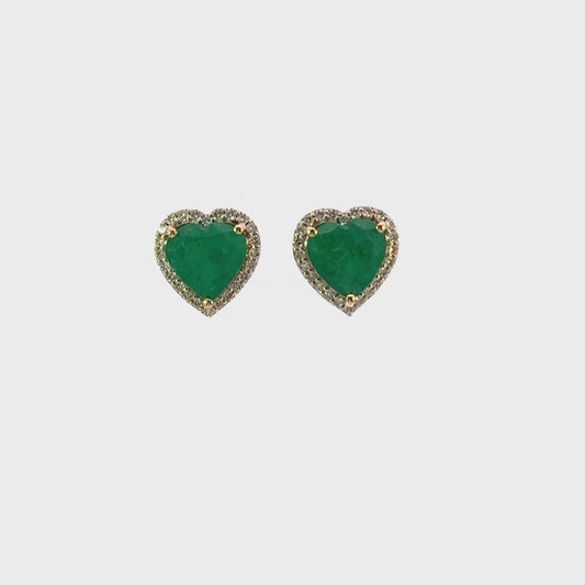 Aretes corazón esmeralda jumbo
